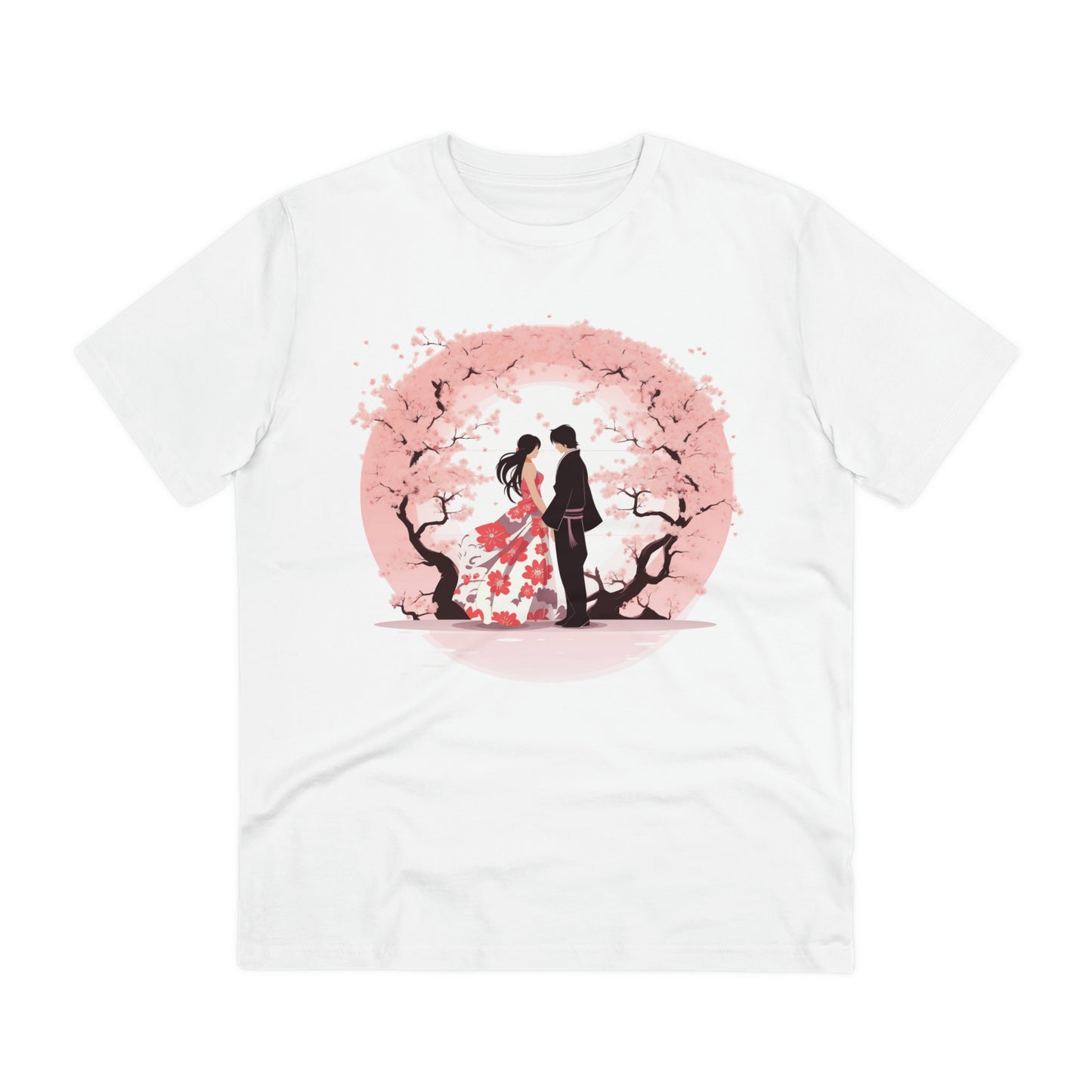 Cherry Blossom Romance T-shirt - Japanese Couple Design - Valentine's Day Special