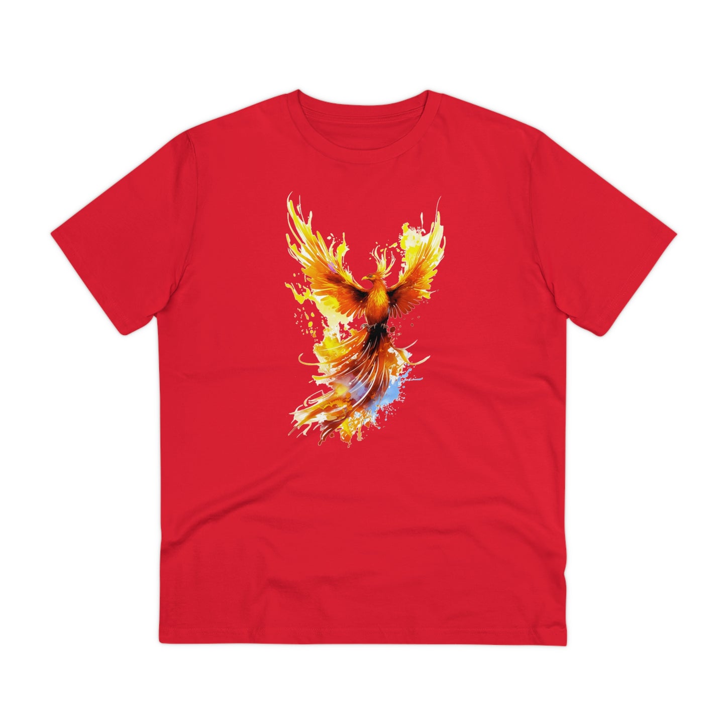 Burning Phoenix Watercolor T-Shirt - Unisex and Eco-Friendly Fashion with a Fiery Twist