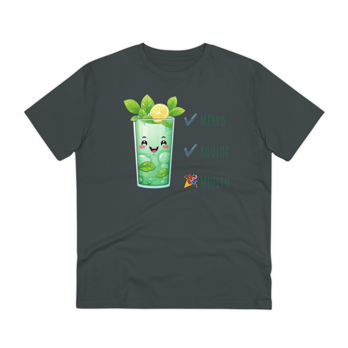 Métro, Boulot, Mojito T-Shirt - Cute Smiling Mojito Glass Design