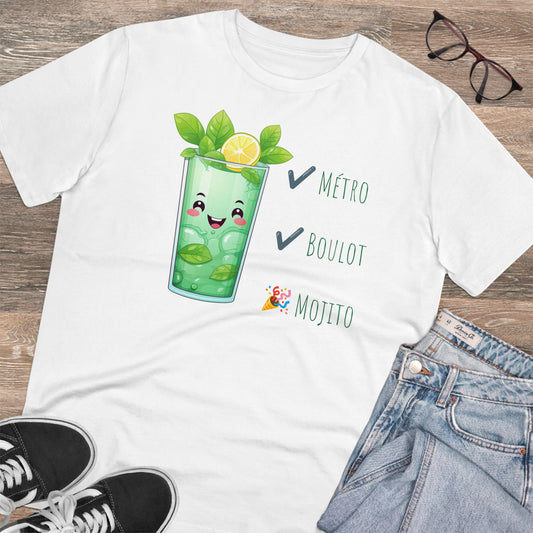 Métro, Boulot, Mojito T-Shirt - Cute Smiling Mojito Glass Design