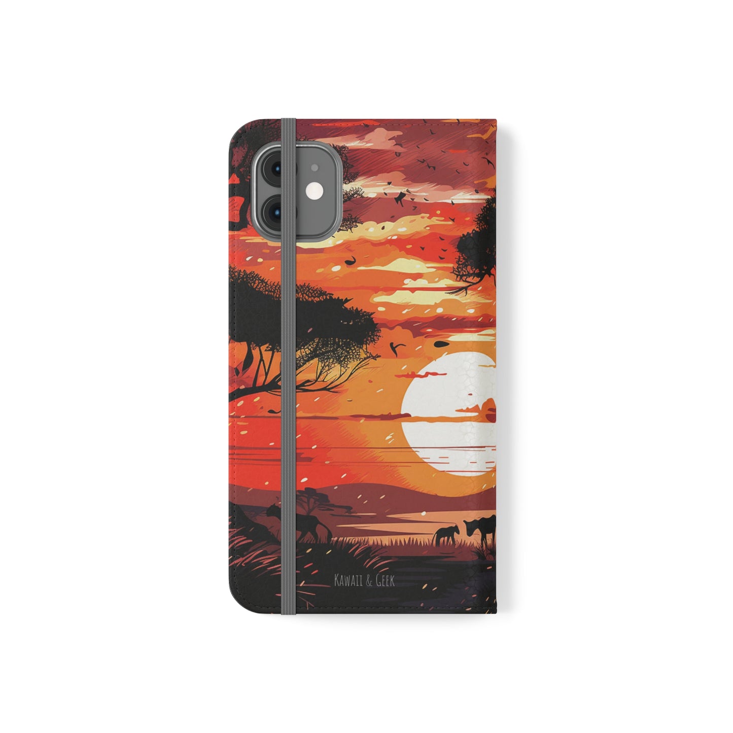 African Landscape Sunset Flip Phone Case - Capture the Serenity of the Savanna on Your Device