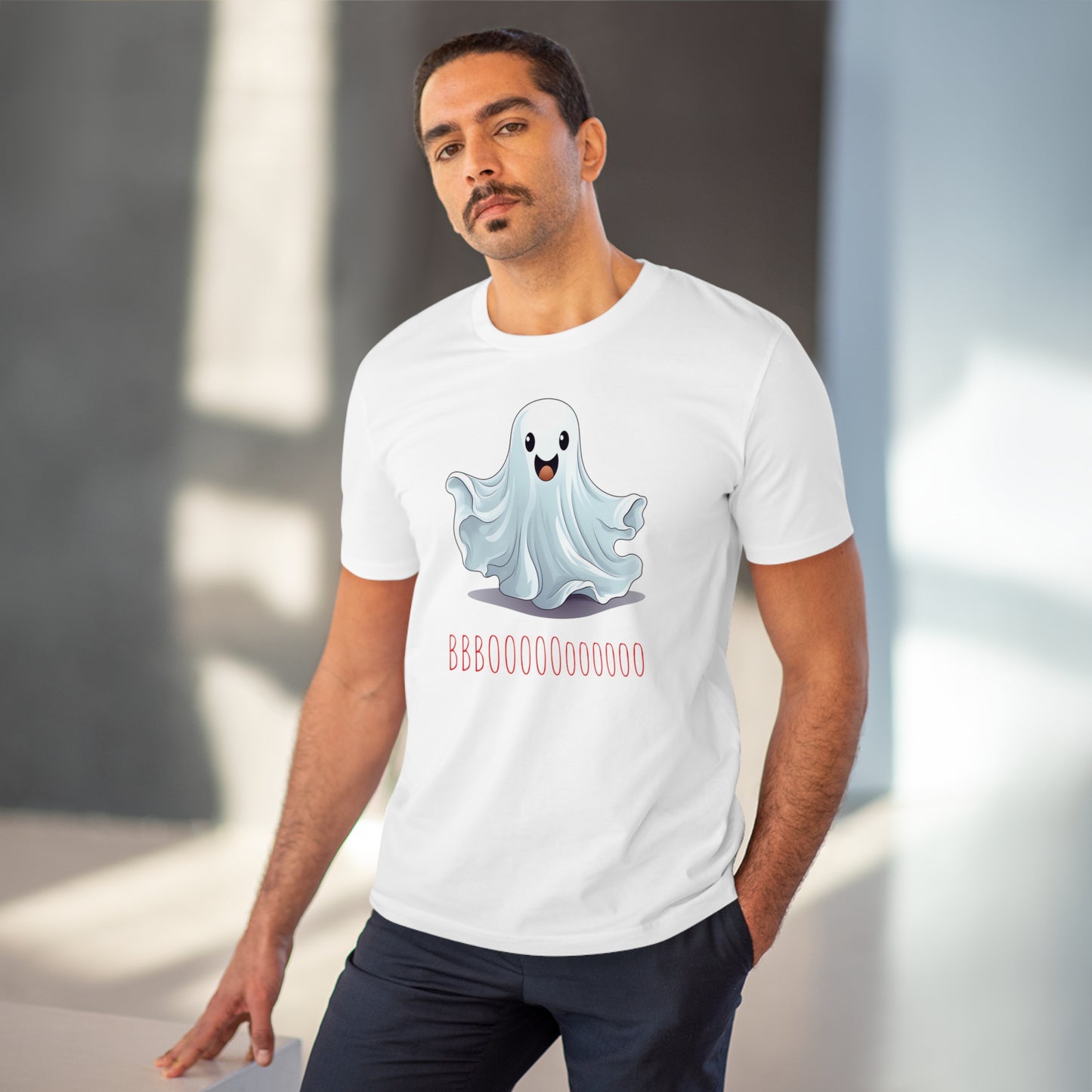 Cute "Booooooooo" Ghost Halloween Eco-Friendly Unisex T-shirt