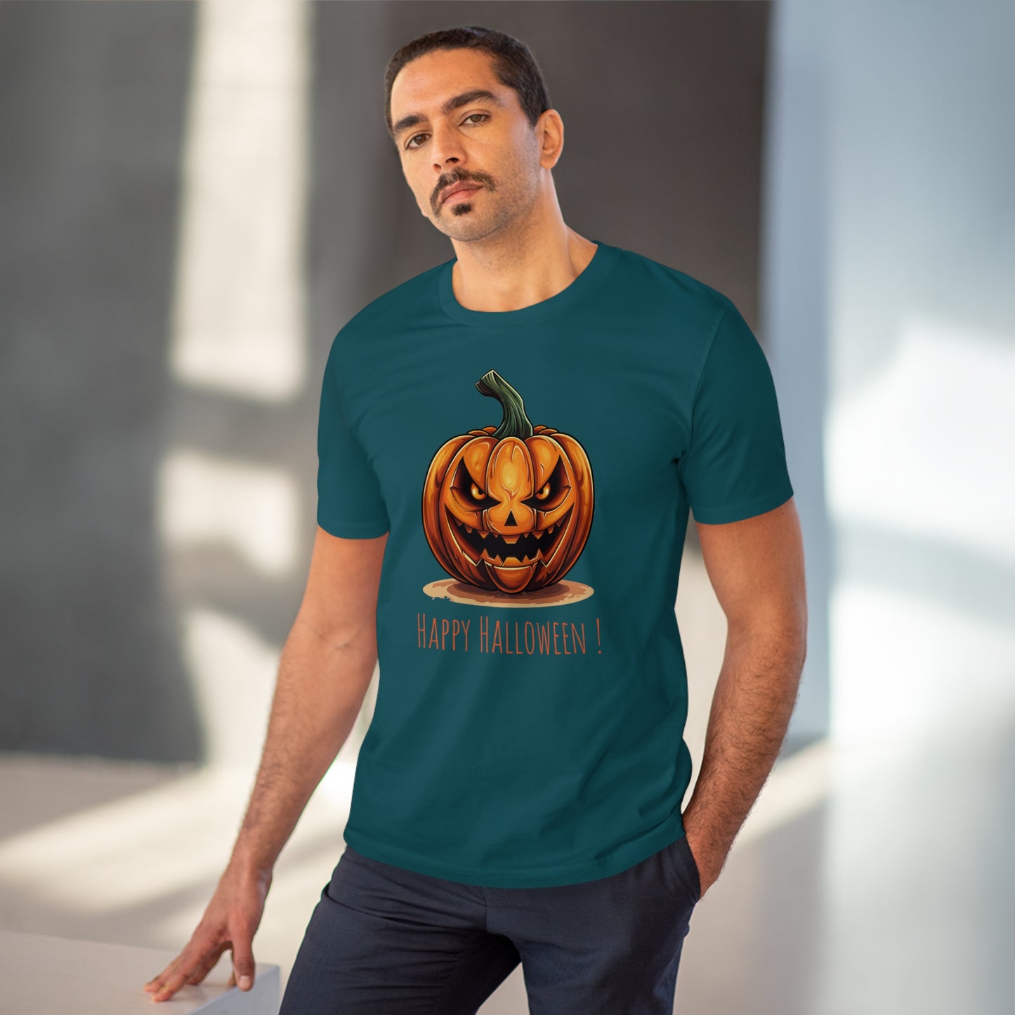 Happy Halloween Eco-Friendly Tee: Scary Pumpkin Design