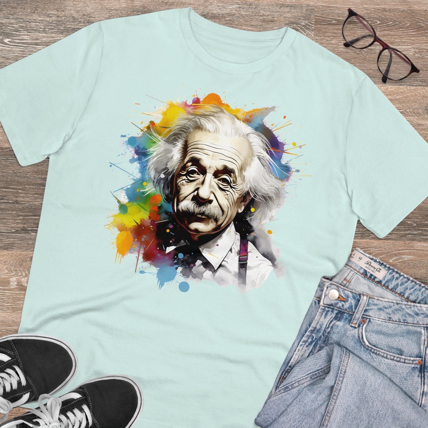 Albert Einstein Eco-friendly T-shirt : Watercolor Essence