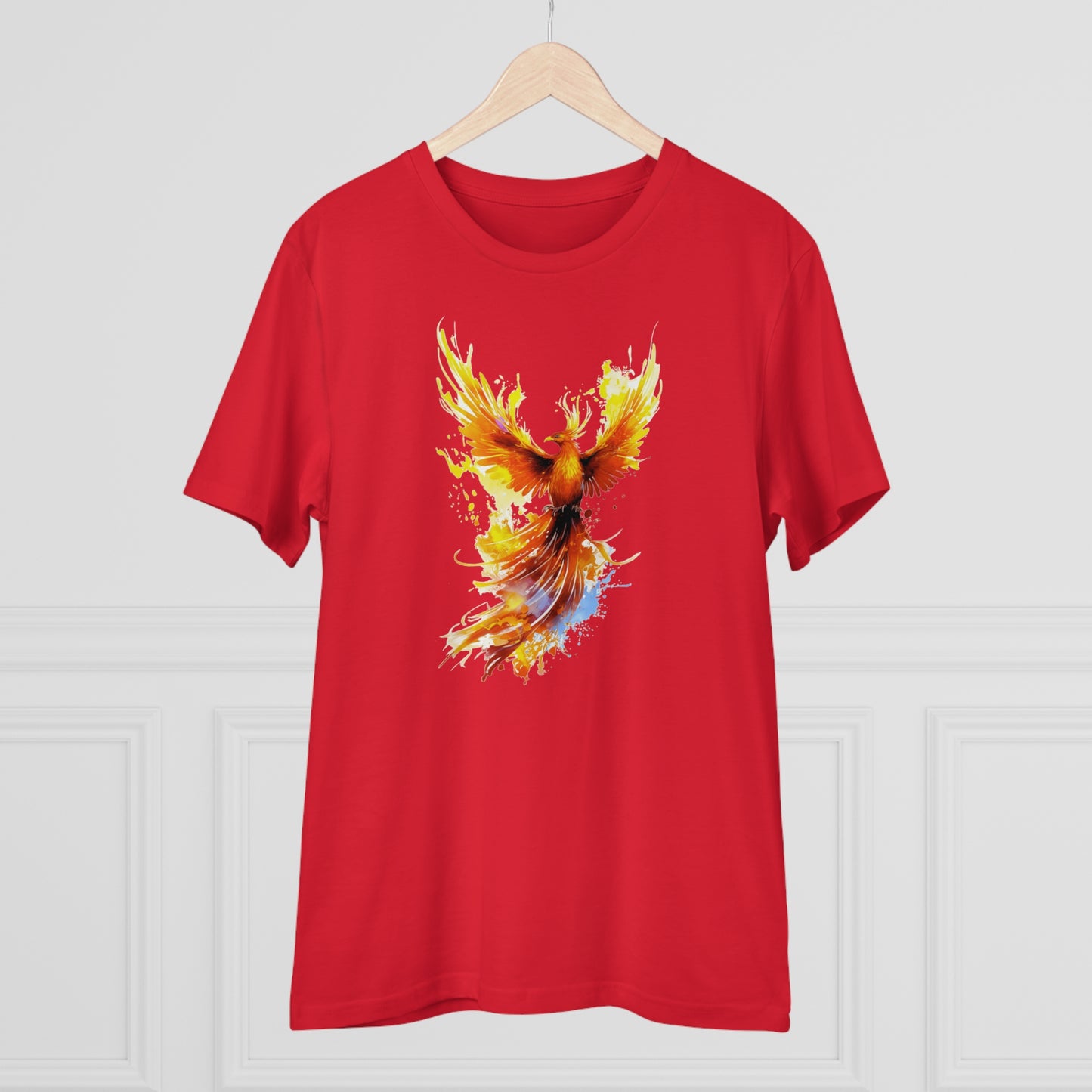 Burning Phoenix Watercolor T-Shirt - Unisex and Eco-Friendly Fashion with a Fiery Twist