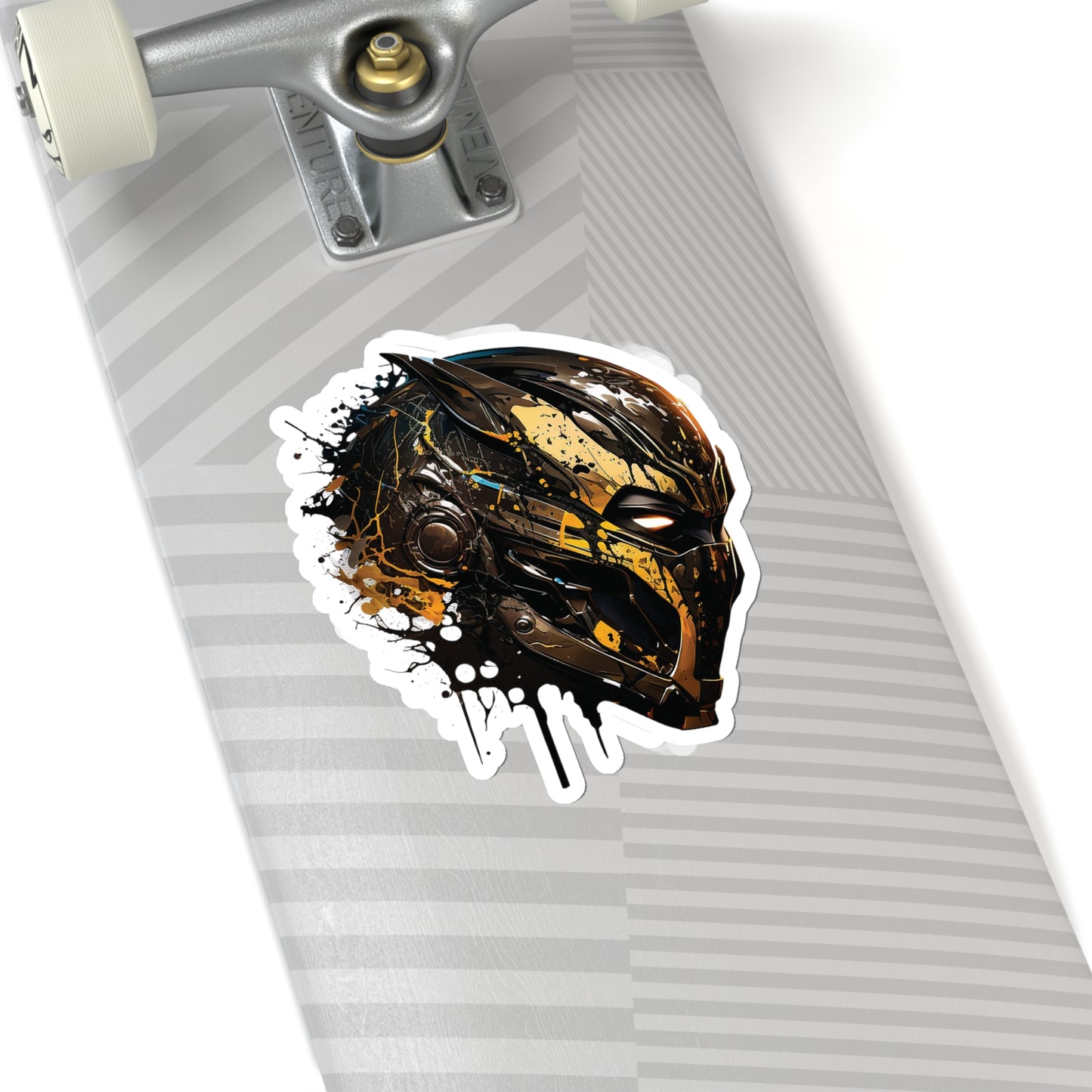 Watercolor Black Panther Helmet Sticker - Add Some Gold and Black Style to Your Tech