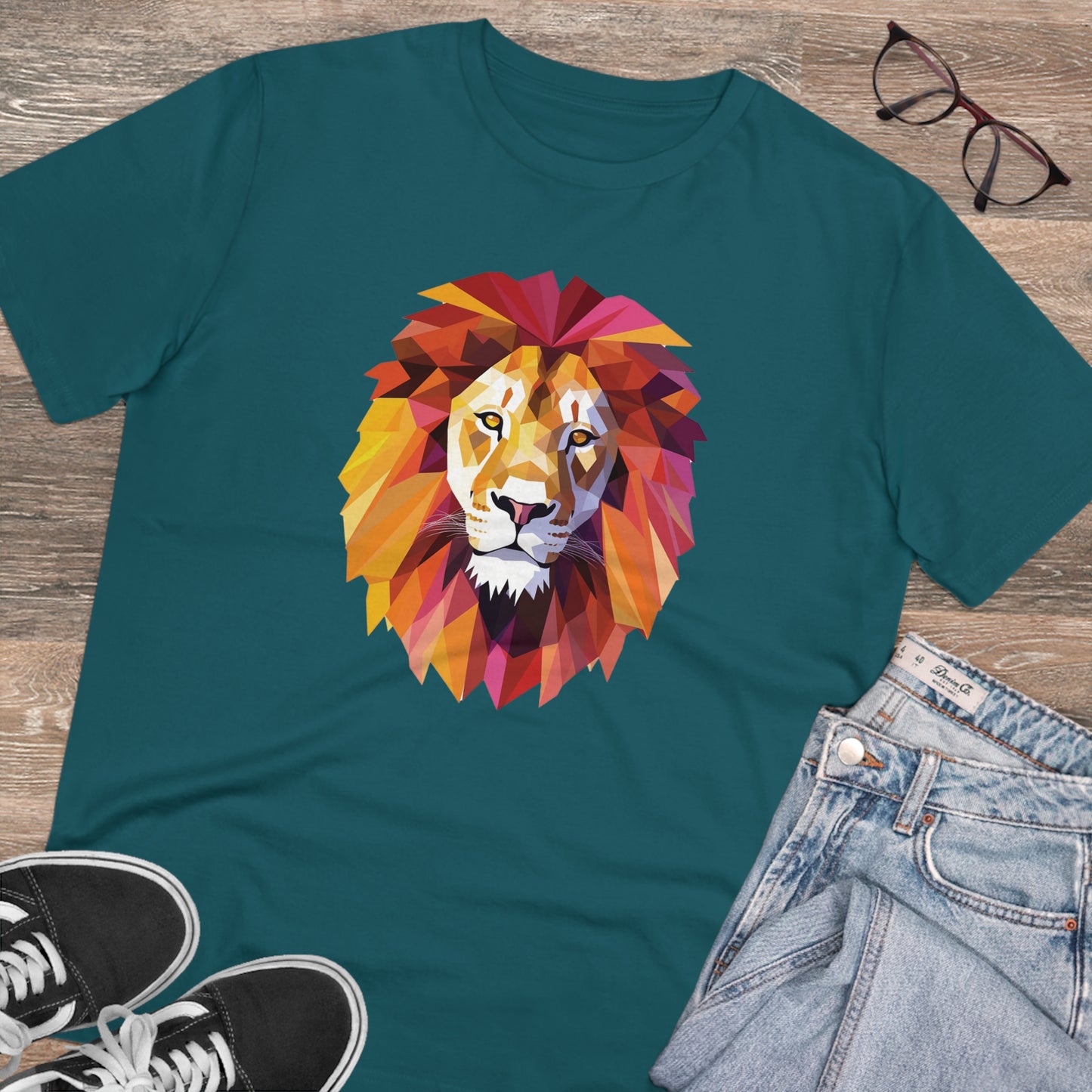 Lion Polygonal T-Shirt - Embrace Majestic Roar