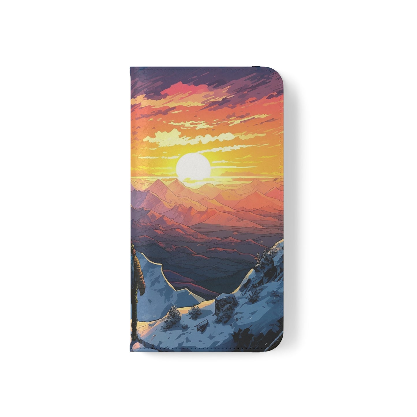 Snowy Mountain Landscape Sunset Flip Phone Case - Embrace the Beauty of Nature on Your Device