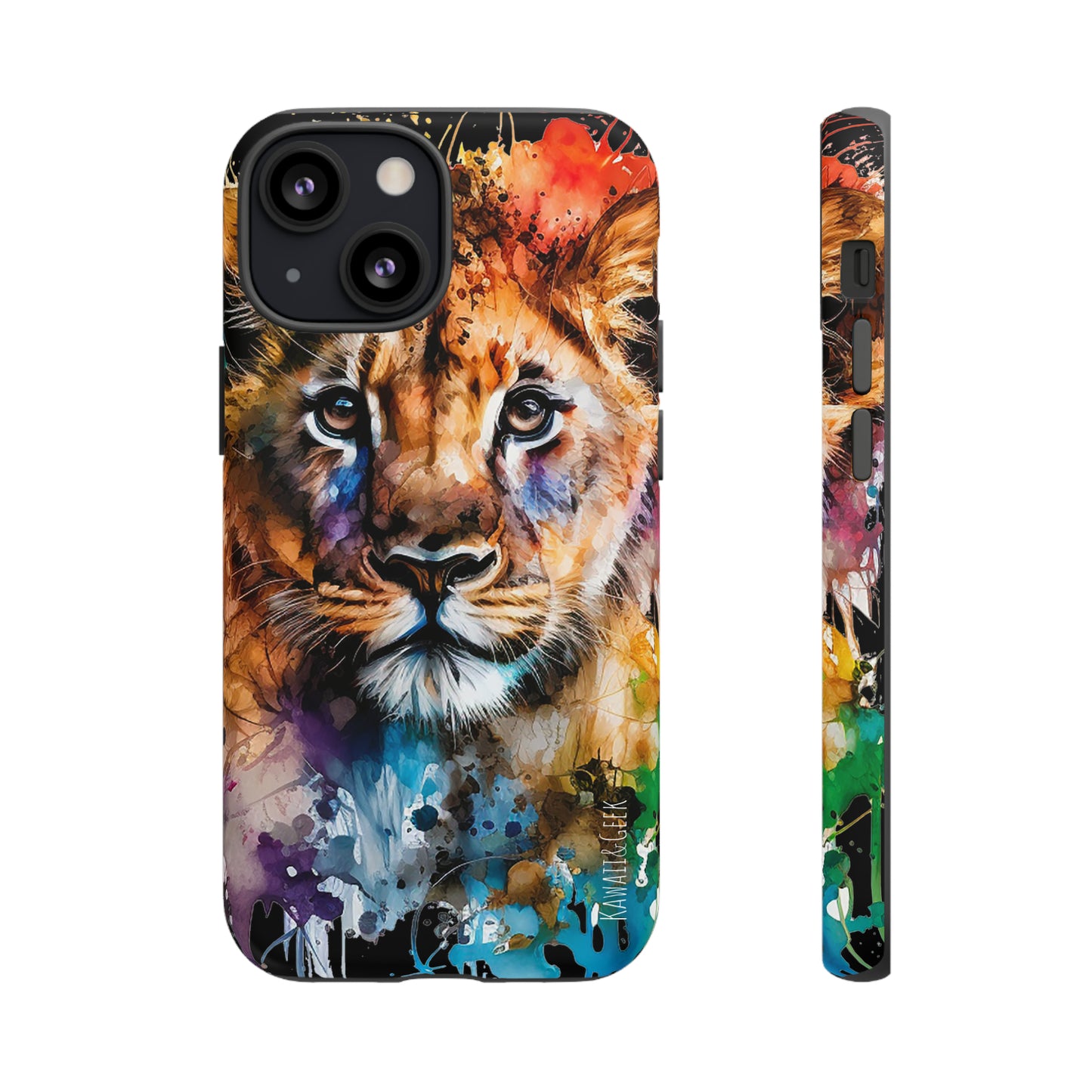 Watercolor Lion Cub Tough Phone Case - iPhone 15 compatible