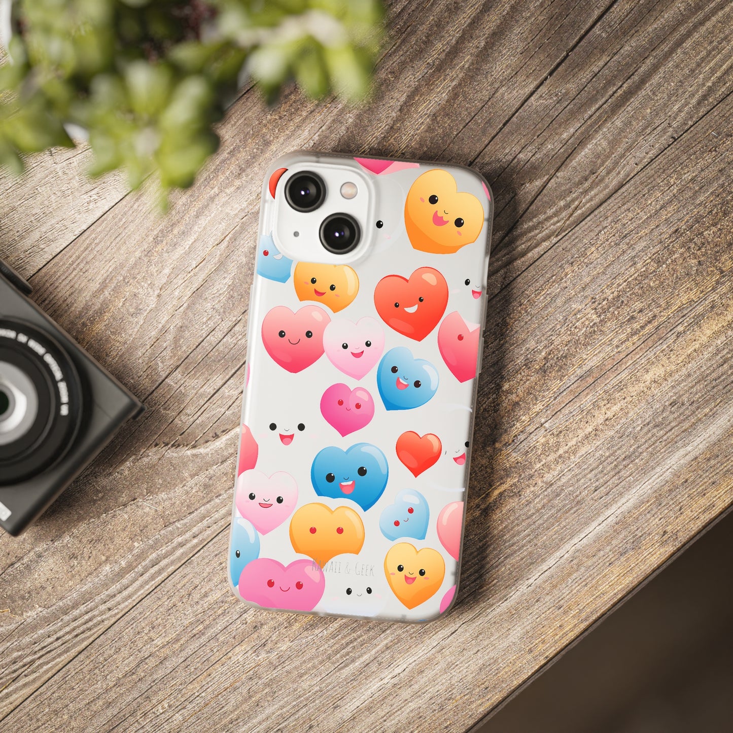 Kawaii Hearts Flexi Transparent Phone Case