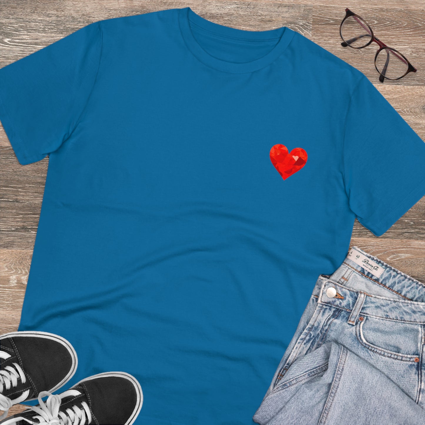 My Lifeline : Eco-Friendly T-Shirt with a Red Heart at the End of the Road