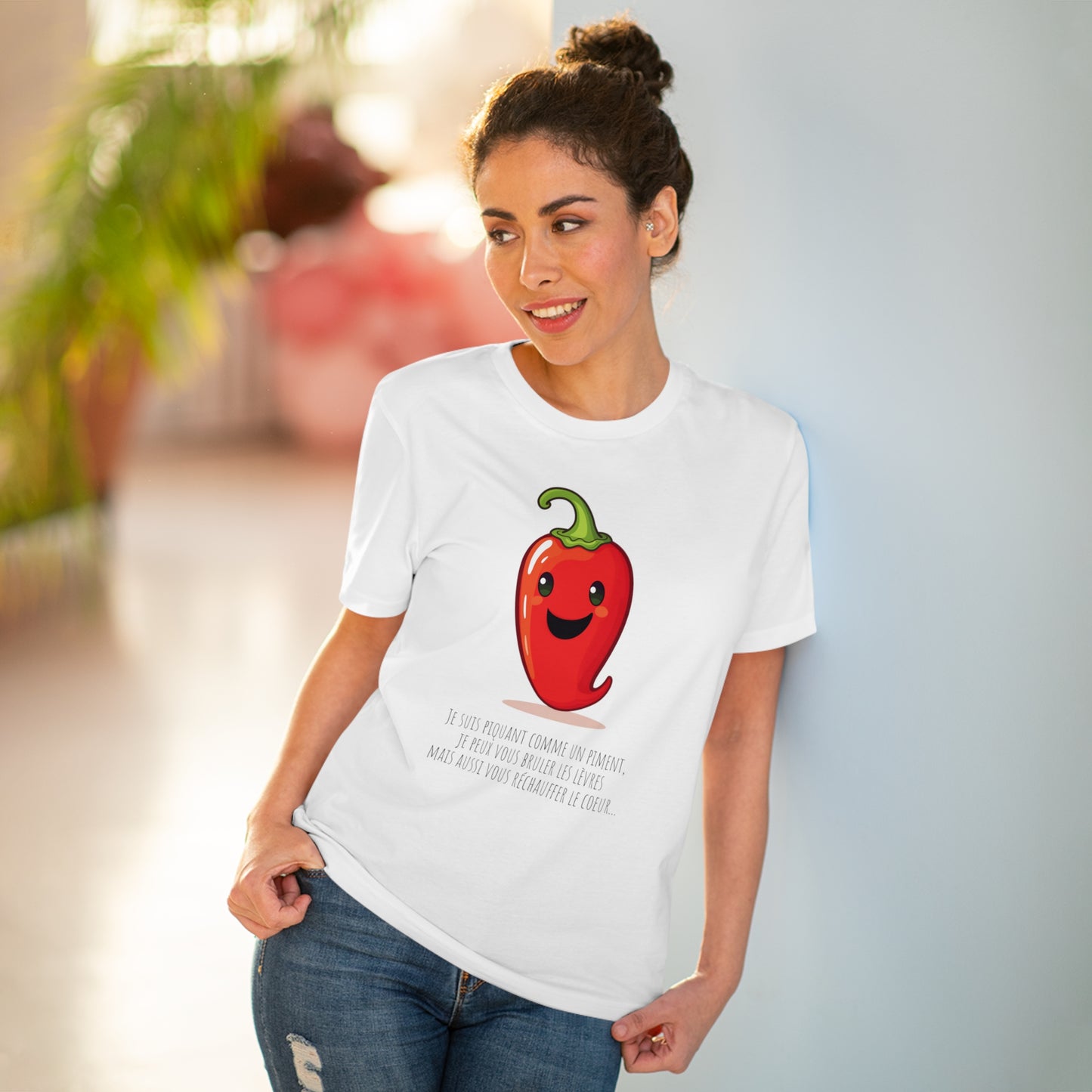 Cute and Smiling Red Hot Pepper Eco-Friendly T-Shirt - FRENCH