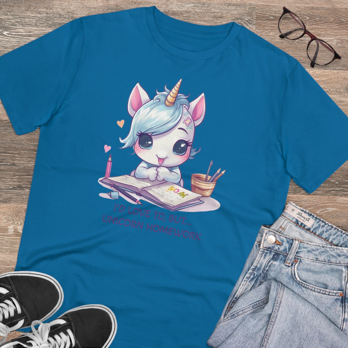 Cute Unicorn Homework T-Shirt - Unisex and Eco-Friendly Statement Tee