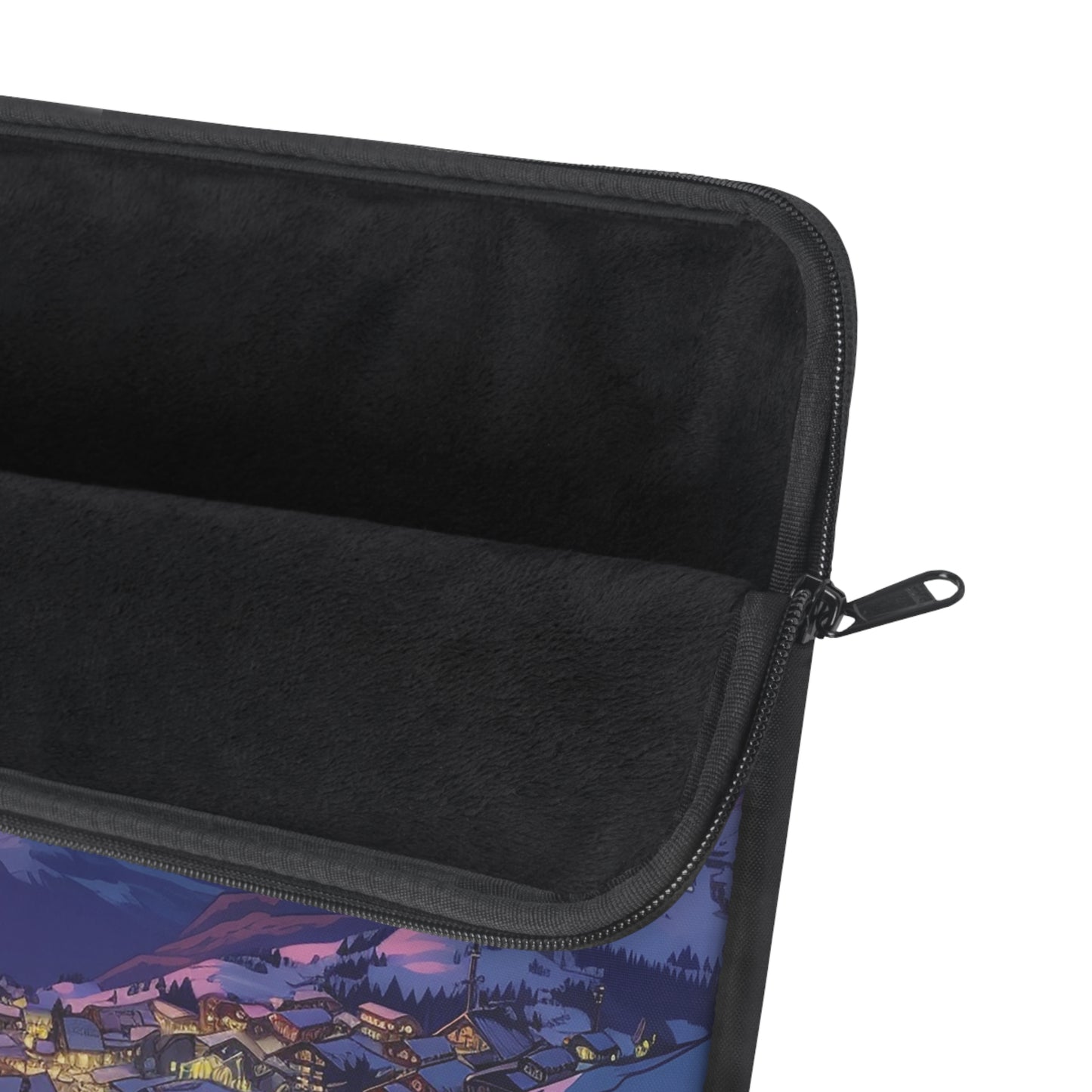 Mountain Village Laptop Sleeve - Protect Your Device in Style with a Serene Snowy Sunset