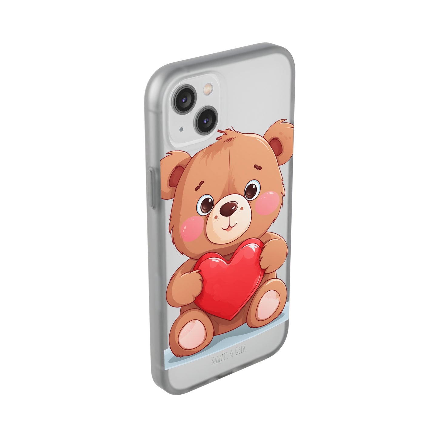 Teddy Bear Heart Phone Case - Flexi & Semi-Transparent - Valentine's Day