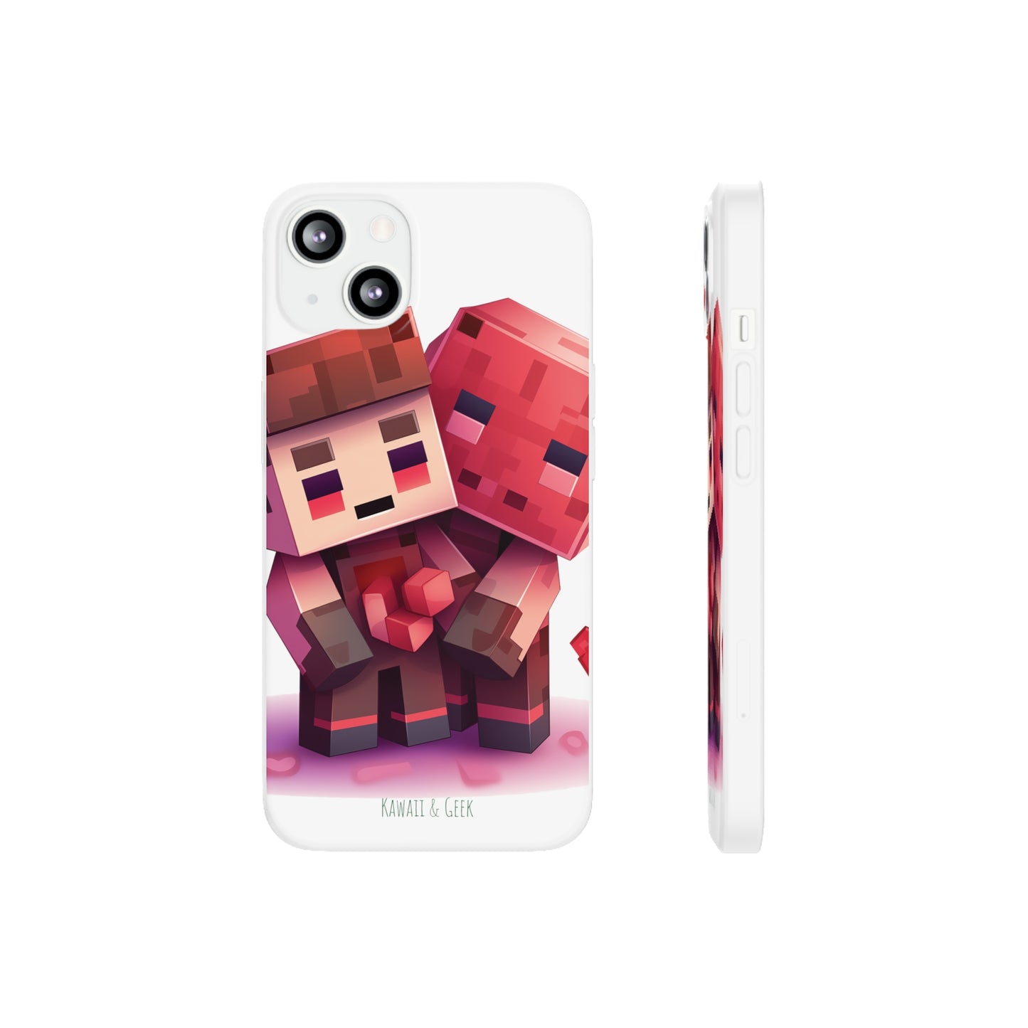 Minecraft-Style Couple Phone Case - Flexi & Semi-Transparent Valentine's Edition