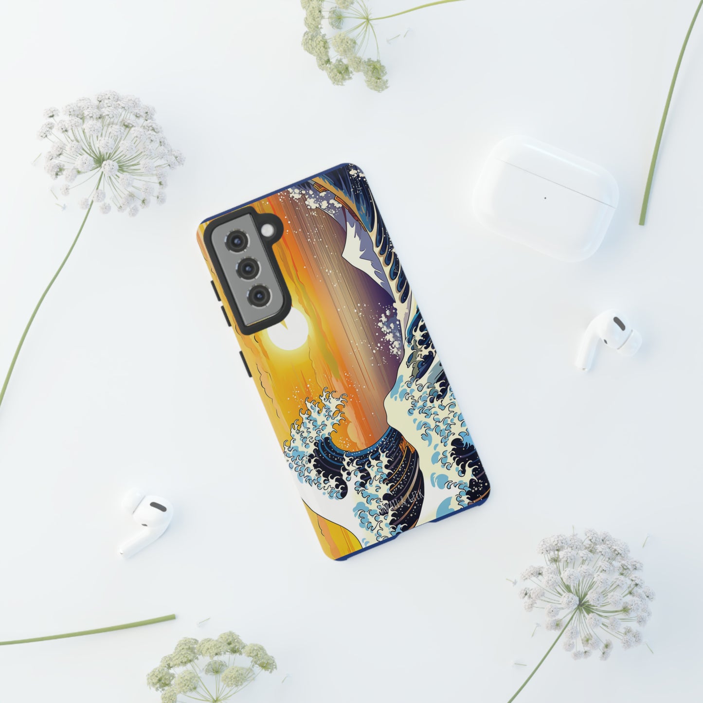 Sunset Big Wave tough Phone Case - Embrace the Majestic Hokusai Style in Your Hands