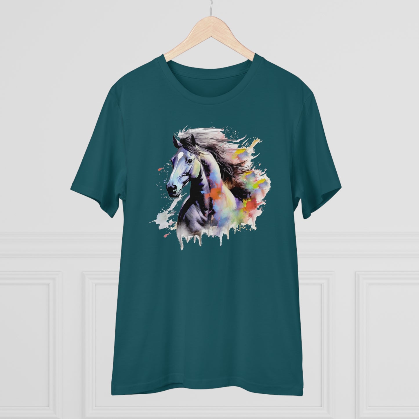 Black Horse Watercolor T-Shirt - Unisex and Eco-Friendly Fashion Statement