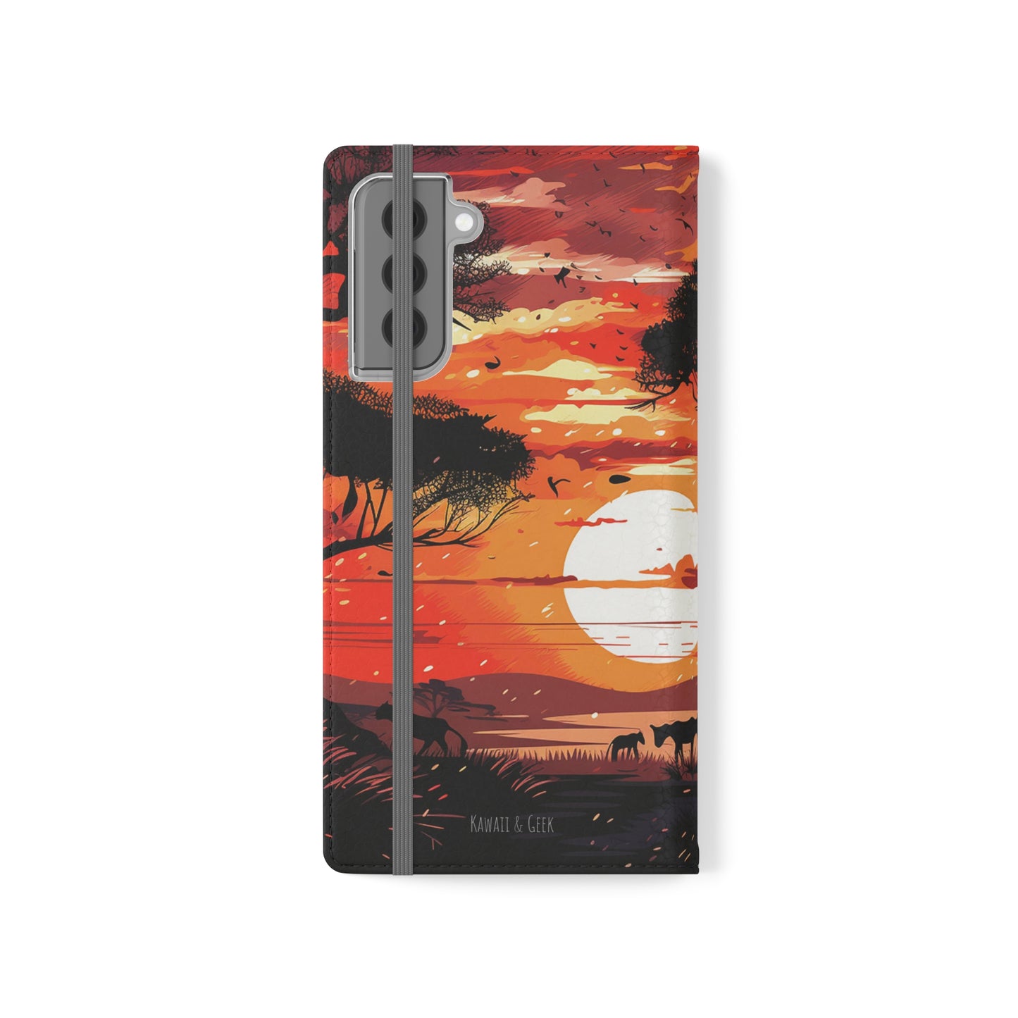 African Landscape Sunset Flip Phone Case - Capture the Serenity of the Savanna on Your Device