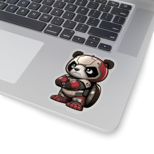 Sweet and Heroic armored Panda Sticker - Ready to Defend Its Friends