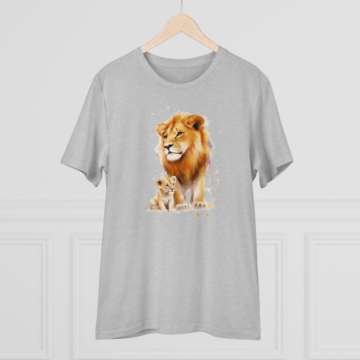 Lion King and Son Watercolor T-Shirt - Celebrate Father's Day with Nature's Majesty