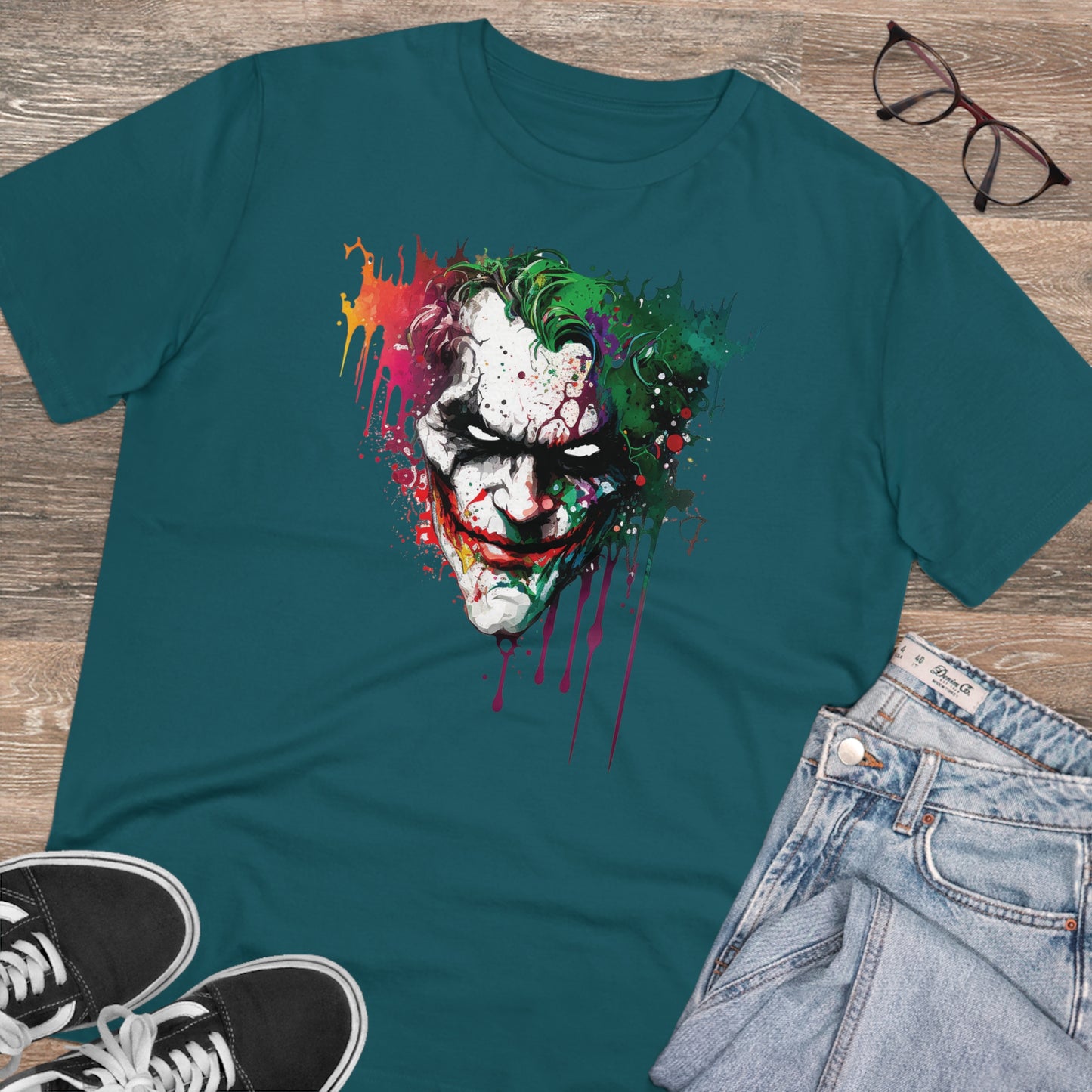 The Joker T-shirt in Watercolor Style, Unisex and Eco-Friendly - Make a Statement with Unique Artistic Design