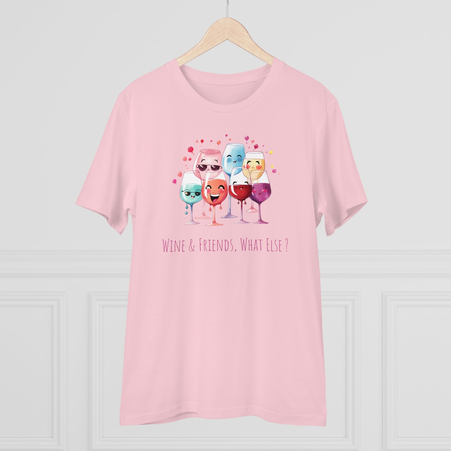 Eco-Friendly 'Wine & Friends' T-Shirt - Kawaii Wine Glasses, Unisex