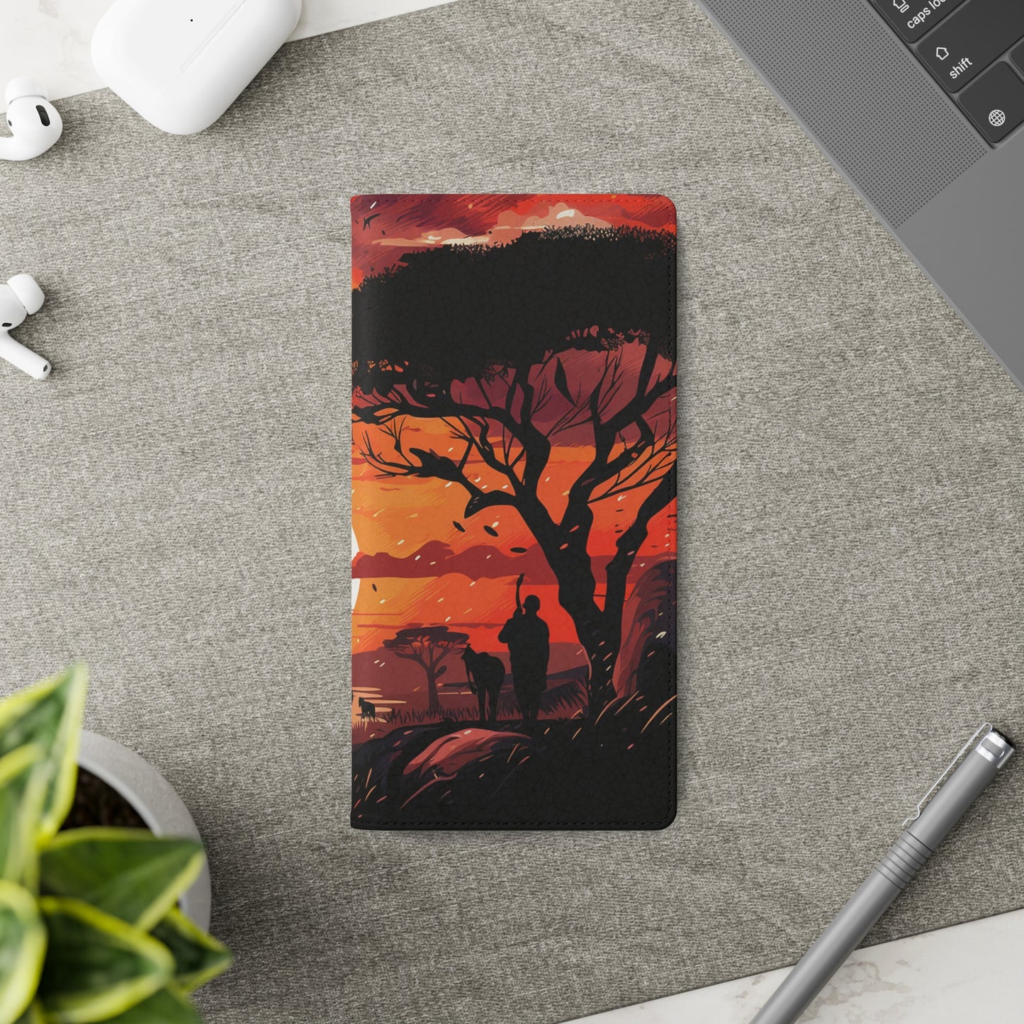 African Landscape Sunset Flip Phone Case - Capture the Serenity of the Savanna on Your Device