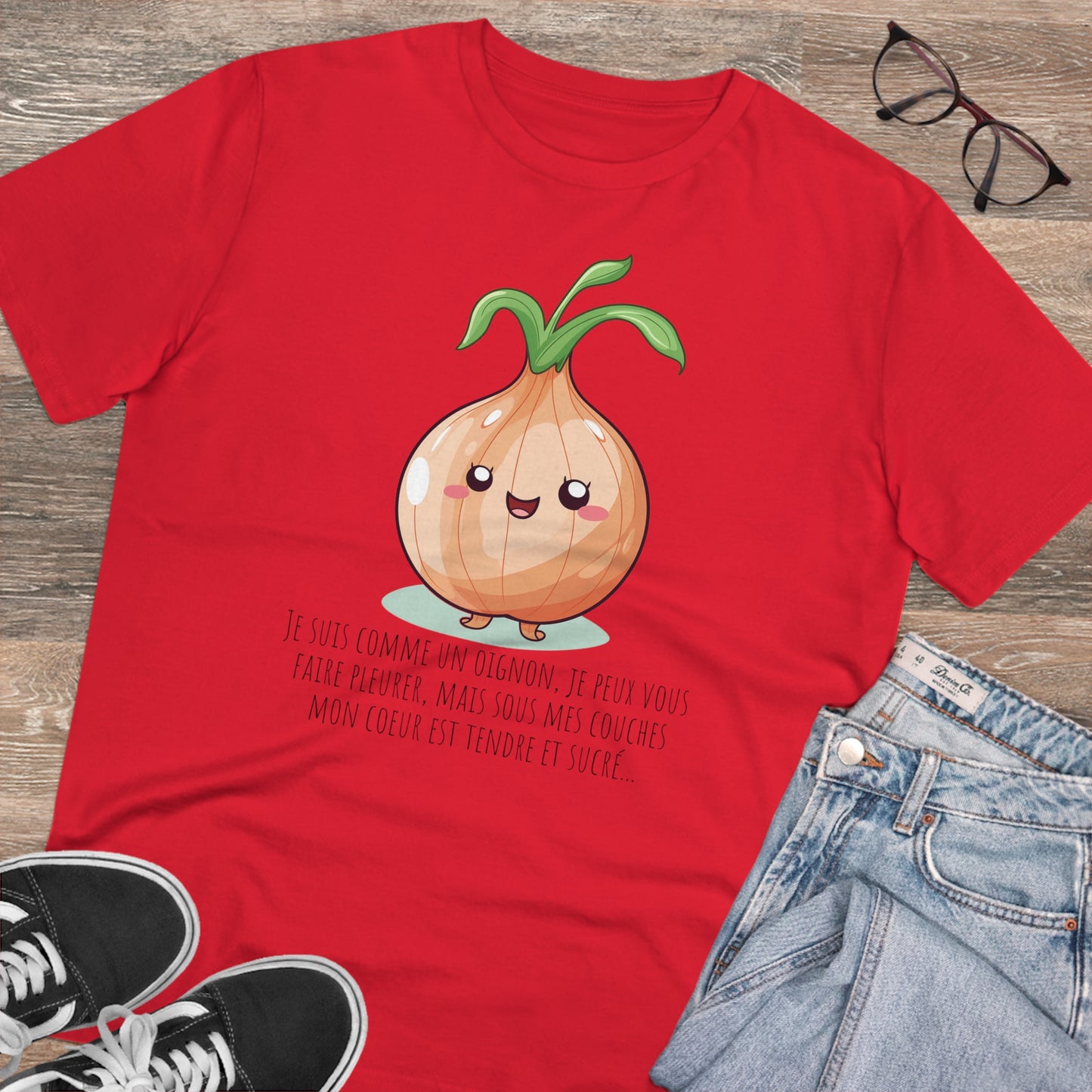 Sweet and Sassy Eco-Friendly Onion T-Shirt for Heartfelt Style - FRENCH