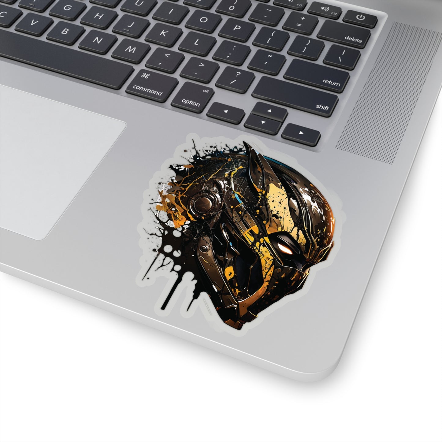 Watercolor Black Panther Helmet Sticker - Add Some Gold and Black Style to Your Tech