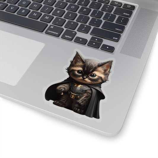 Cute and Fluffy Batcat Kitten Sticker - Ready to Take on the Bad Guys