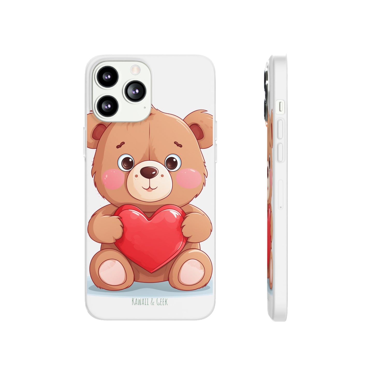 Teddy Bear Heart Phone Case - Flexi & Semi-Transparent - Valentine's Day