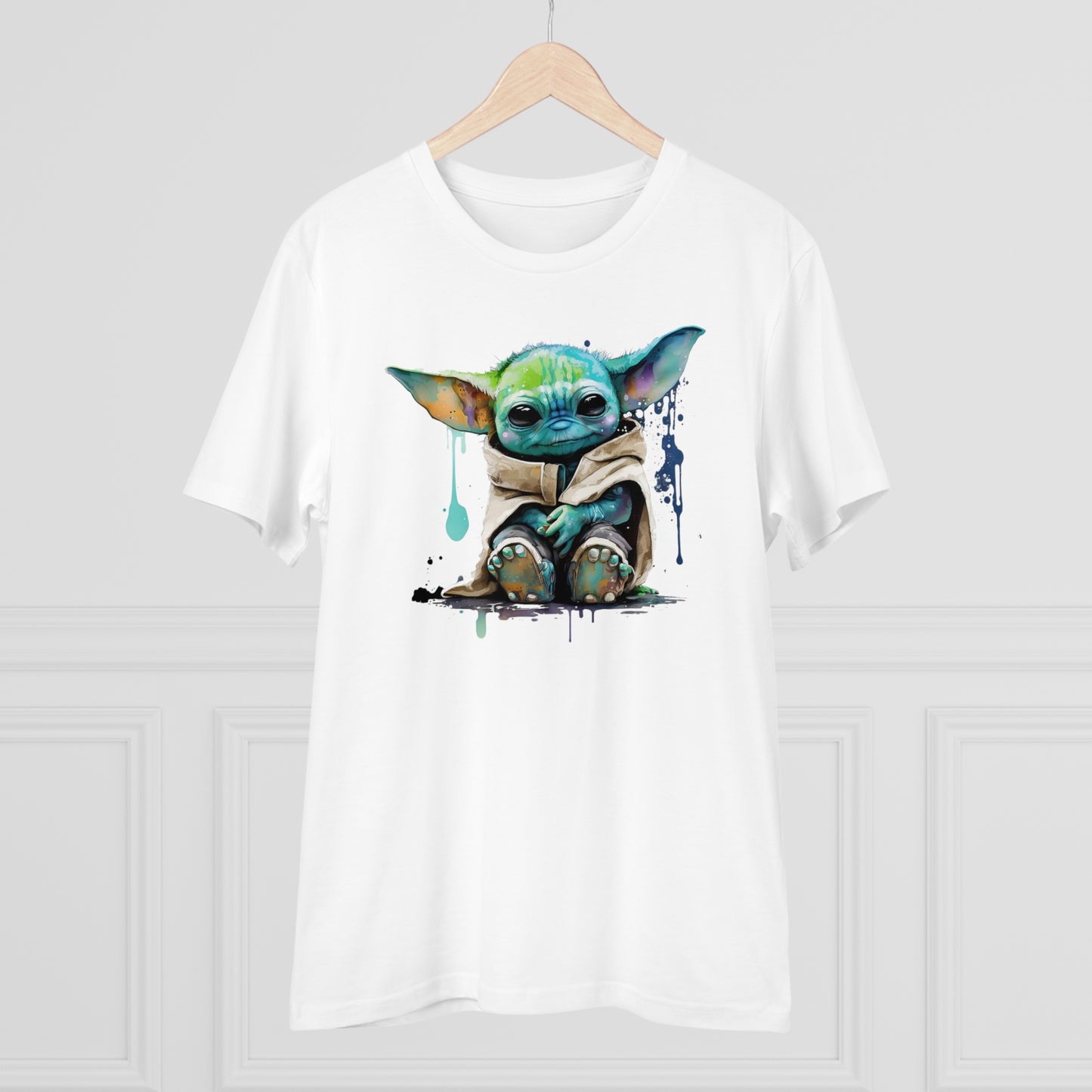 Baby Yoda in Watercolor Style Organic Unisex T-Shirt - Add Some Cute and Eco-Friendly Style to Your Wardrobe