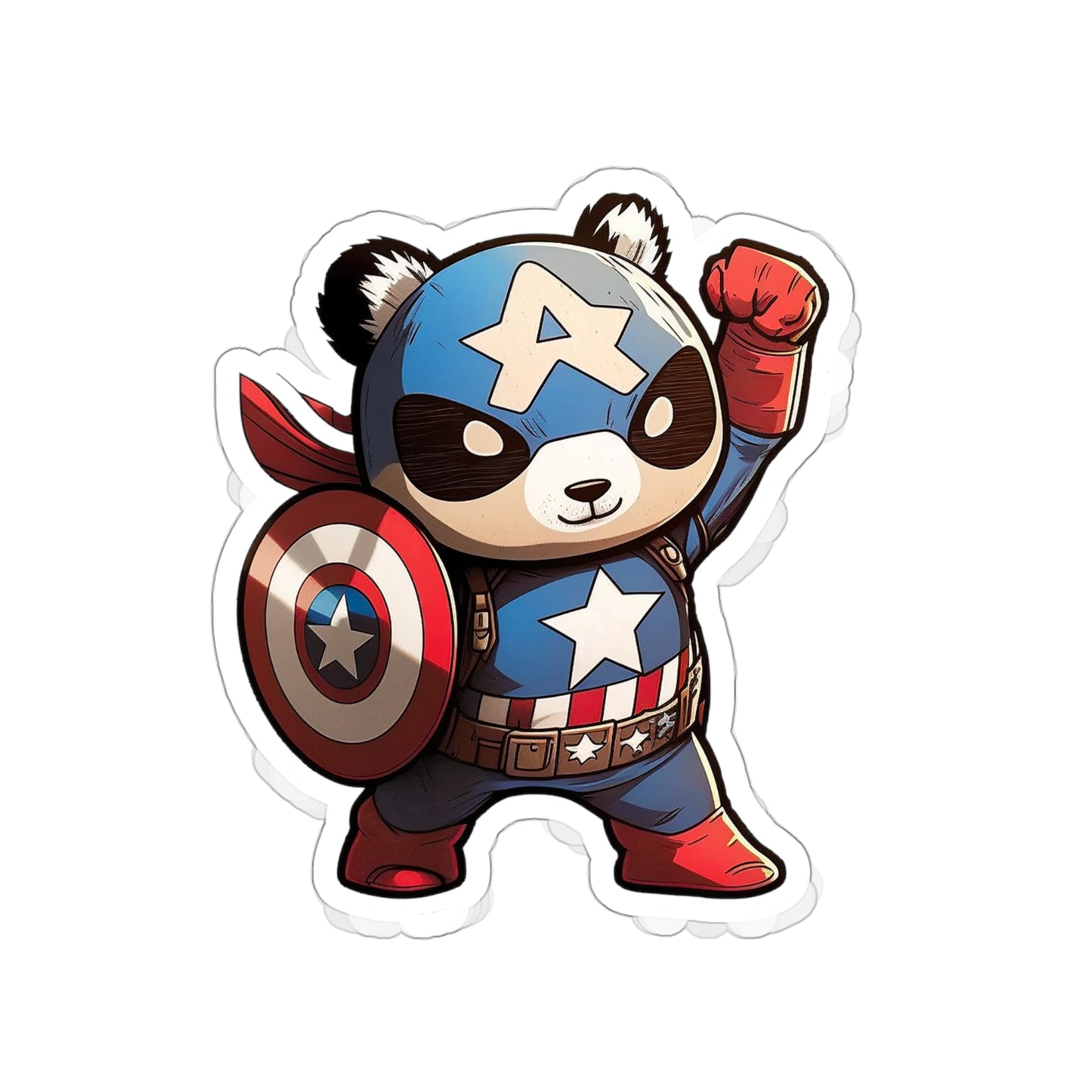 Heroic Captain America Panda Sticker - Ready to Defend Its Friends