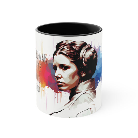 Princess Leia Geometric Bicolor Mug - A Beacon of Hope: Help Me, Obi-Wan Kenobi - Star Wars