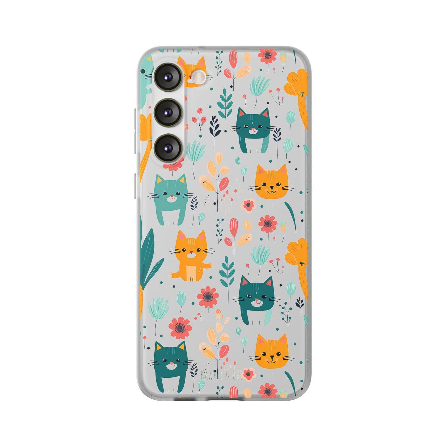 Cute Cats & Flowers Flexi and semi Transparent Phone Case