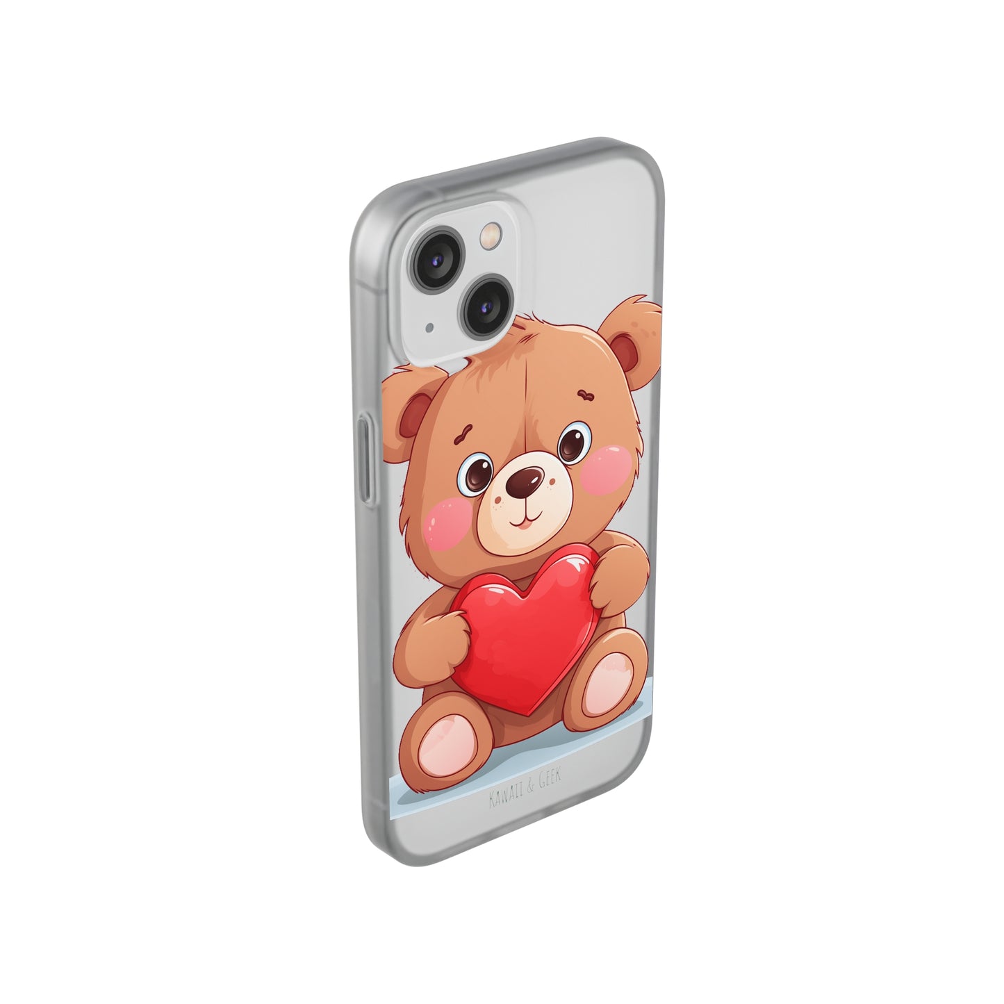 Teddy Bear Heart Phone Case - Flexi & Semi-Transparent - Valentine's Day