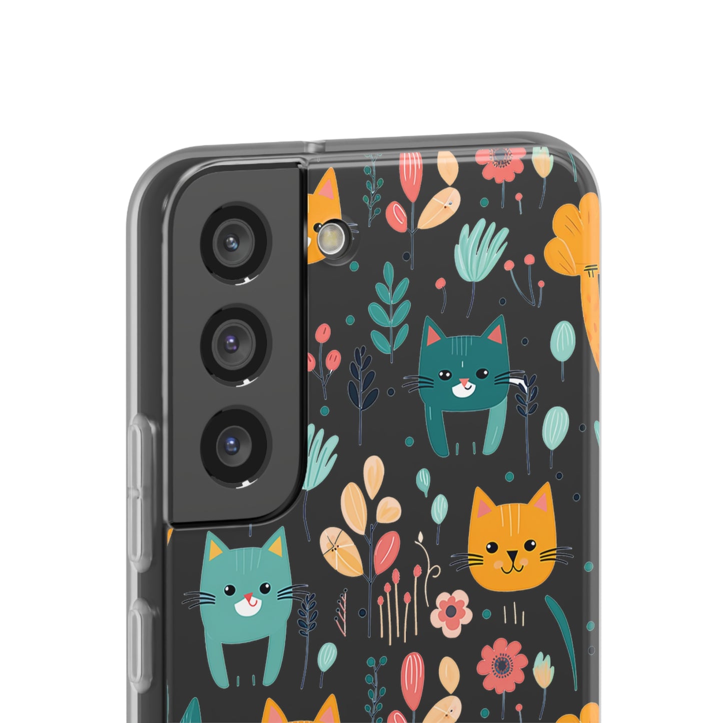 Cute Cats & Flowers Flexi and semi Transparent Phone Case