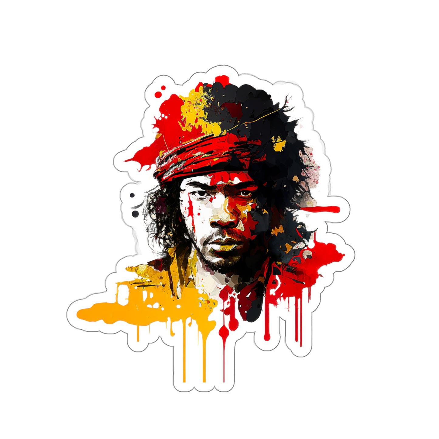 Jimi Hendrix in Watercolor Style Sticker - Add Some Musical and Artistic Style to Your Tech