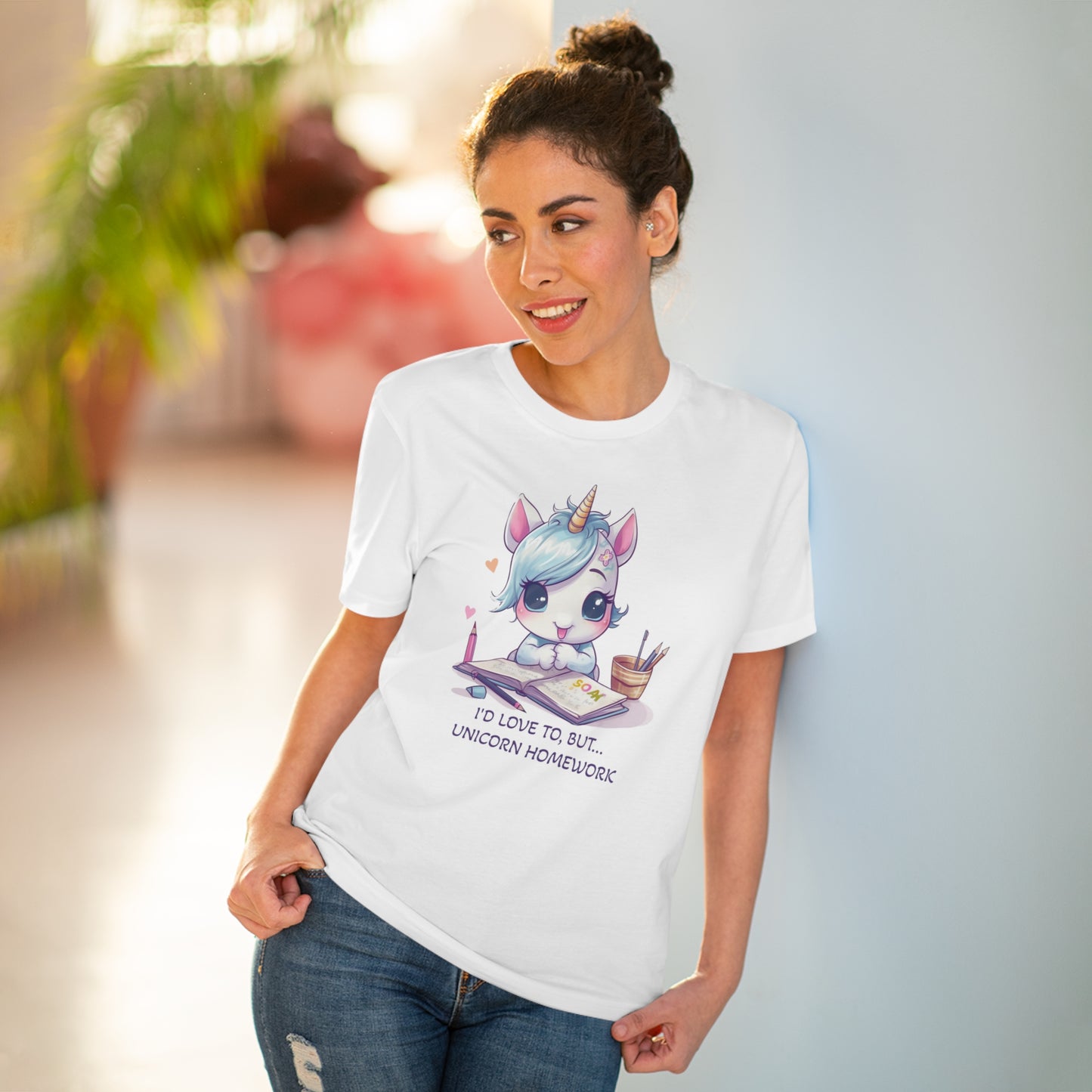 Cute Unicorn Homework T-Shirt - Unisex and Eco-Friendly Statement Tee