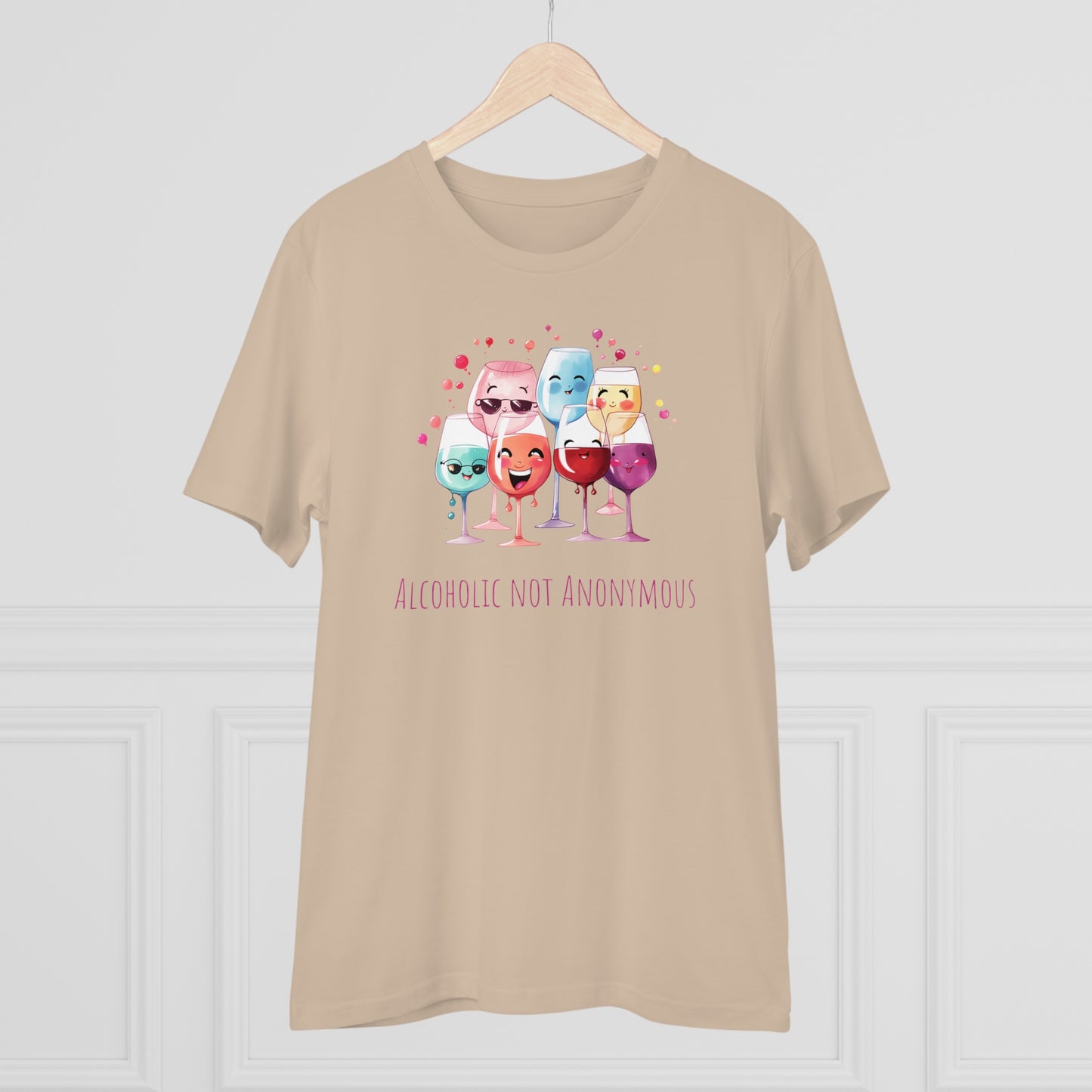 Eco-Friendly 'Alcoholic Not Anonymous' T-Shirt - Kawaii Wine Party Design, Unisex