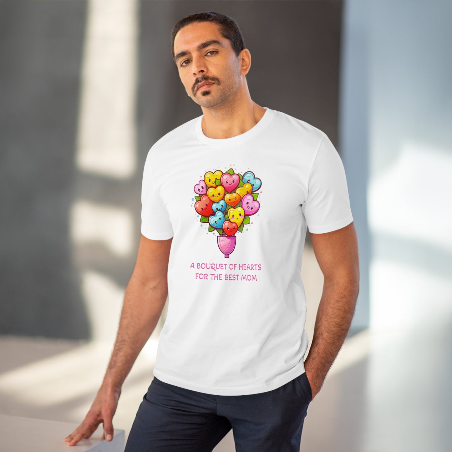 Bouquet of Hearts for the Best Mom" Unisex Eco-Friendly T-Shirt - Celebrate Mother's Day with Style and Sustainability