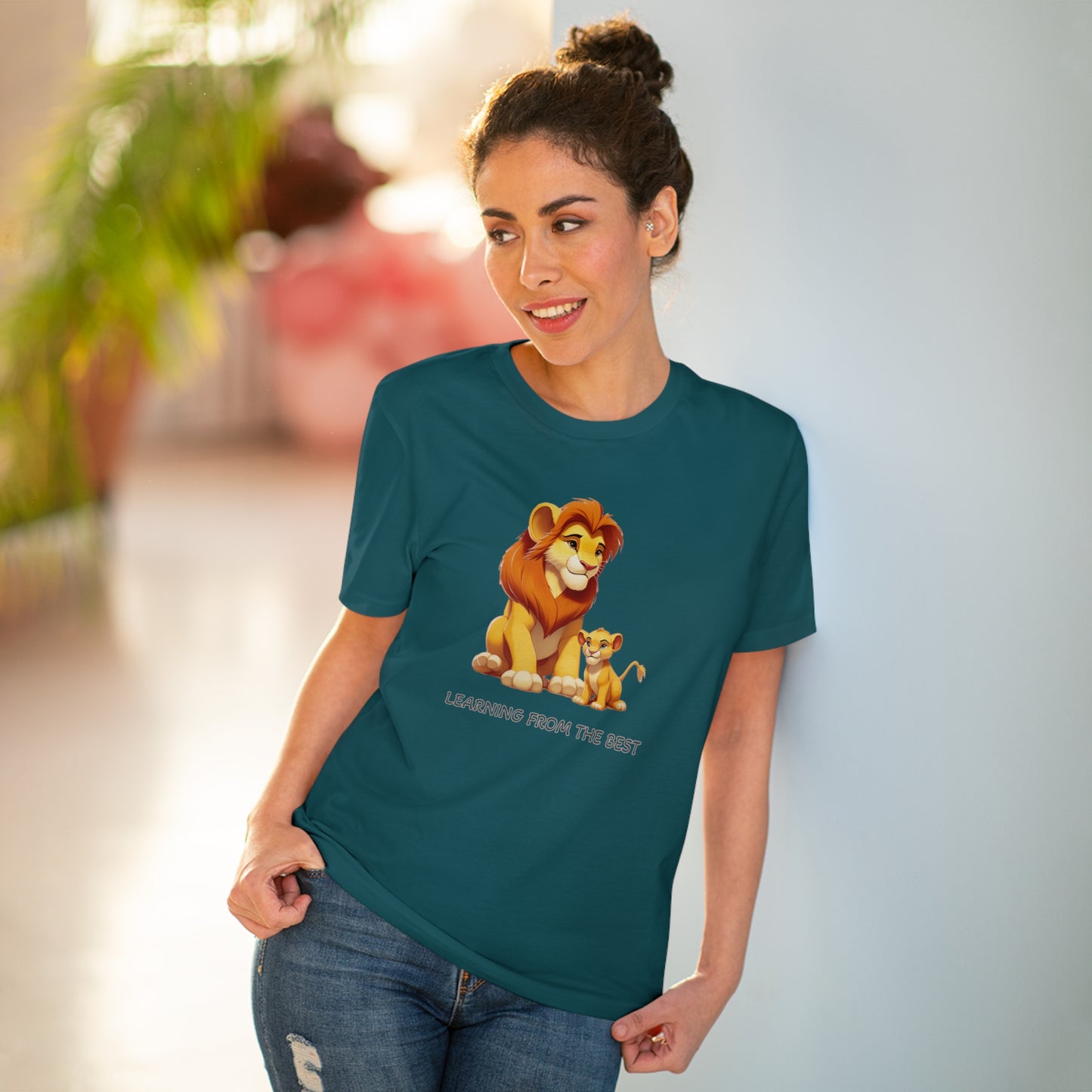 Learning from the Best - Father's Day T-Shirt - Celebrate the Bond with Mufasa and Simba in Eco-Friendly Style