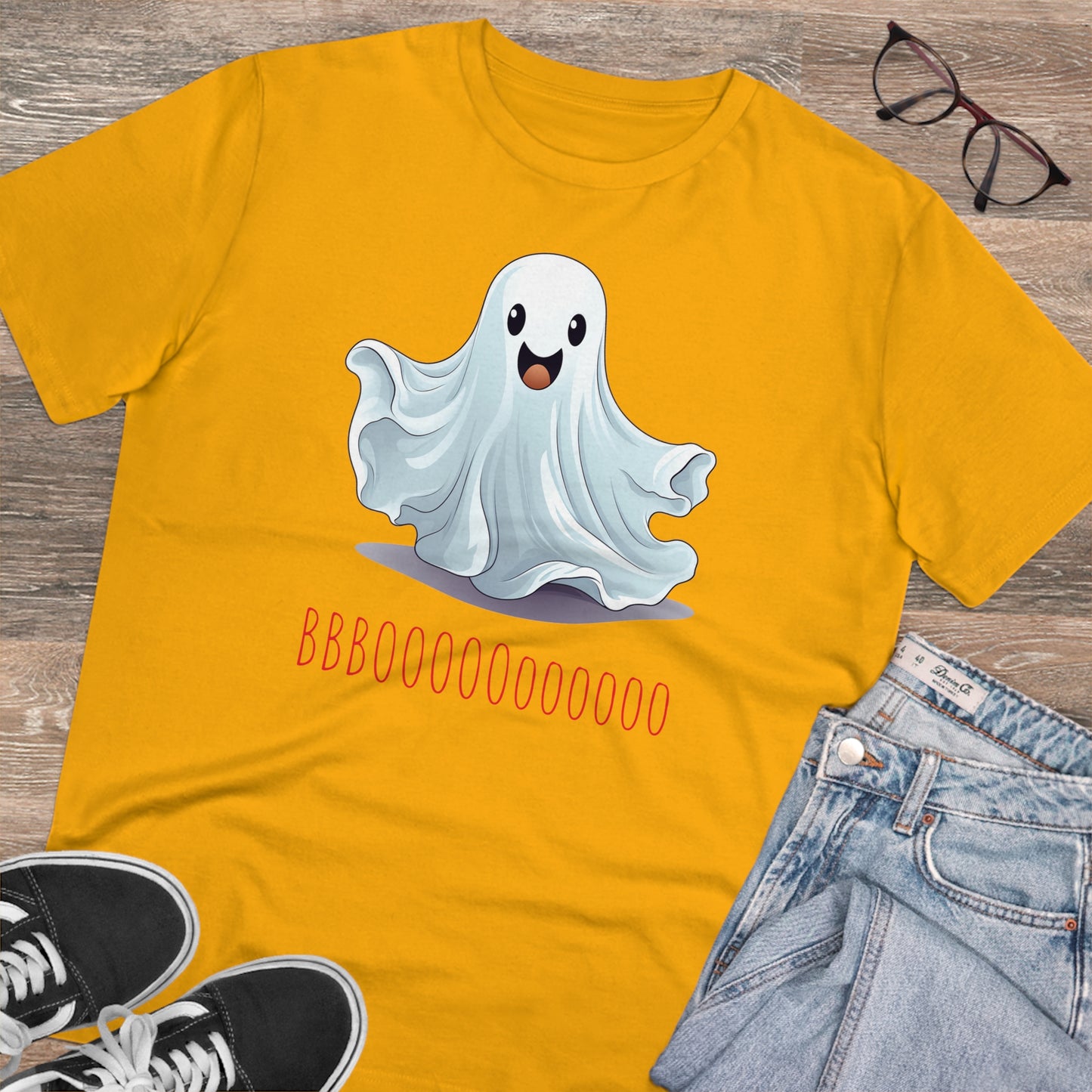 Cute "Booooooooo" Ghost Halloween Eco-Friendly Unisex T-shirt