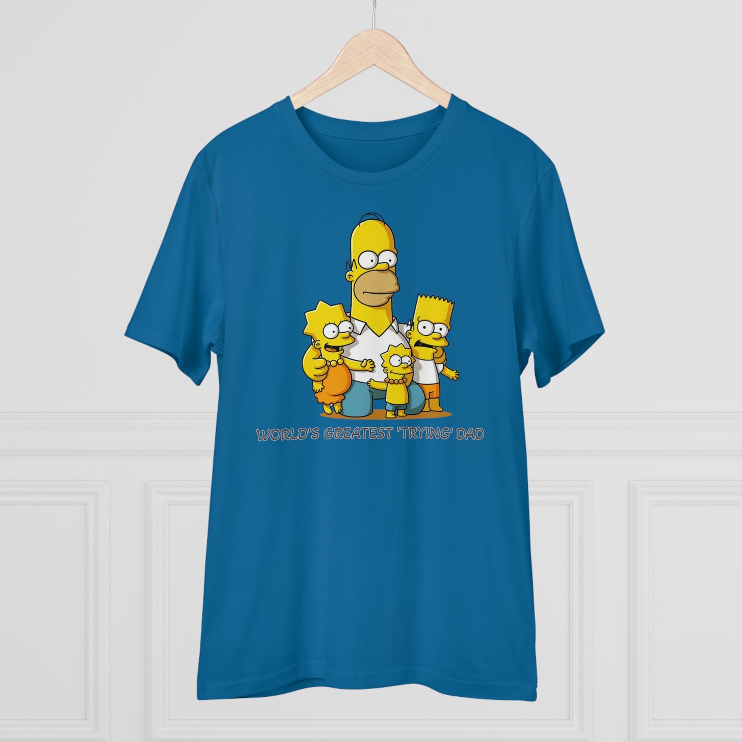 World's Greatest Trying Dad - Unisex Eco-Friendly T-Shirt - Celebrate Father's Day with Cute Homer Simpson and His Kids