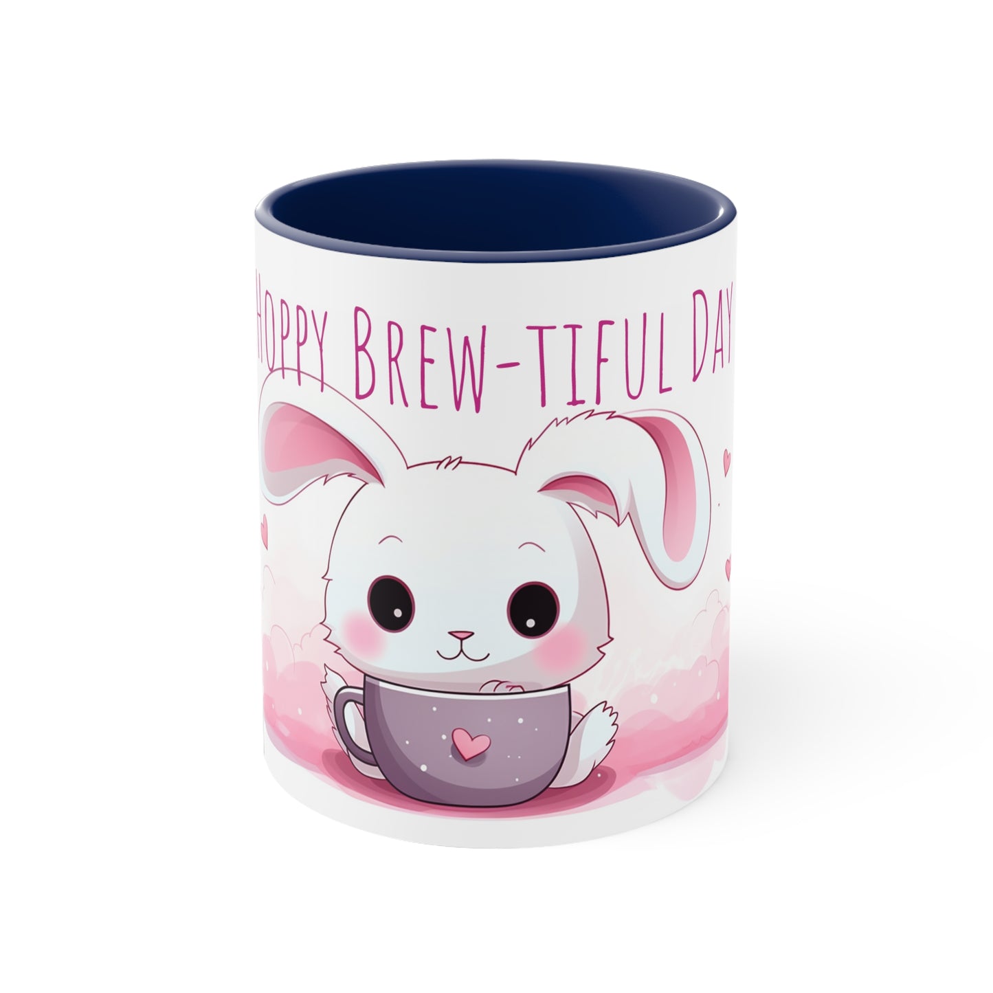 Kawaii Bunny Coffee Mug : "Hoppy Brew-tiful Day"