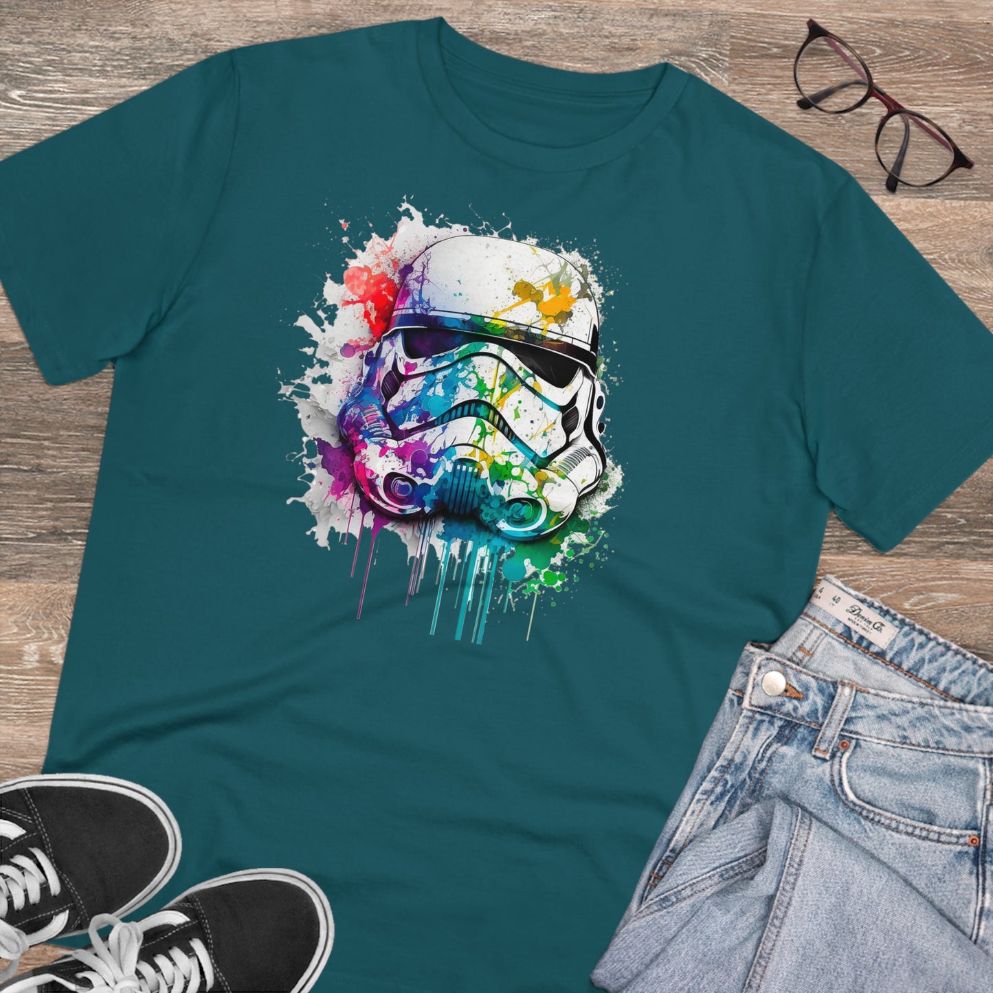 Storm Trooper in Watercolor Style Organic Unisex T-Shirt - Add Some Unique and Eco-Friendly Style to Your Wardrobe