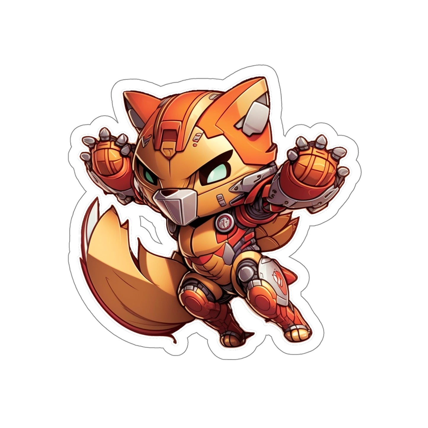 Sweet and Heroic Fox / Firefox in battle suit Sticker - Ready to Defend Its Friends