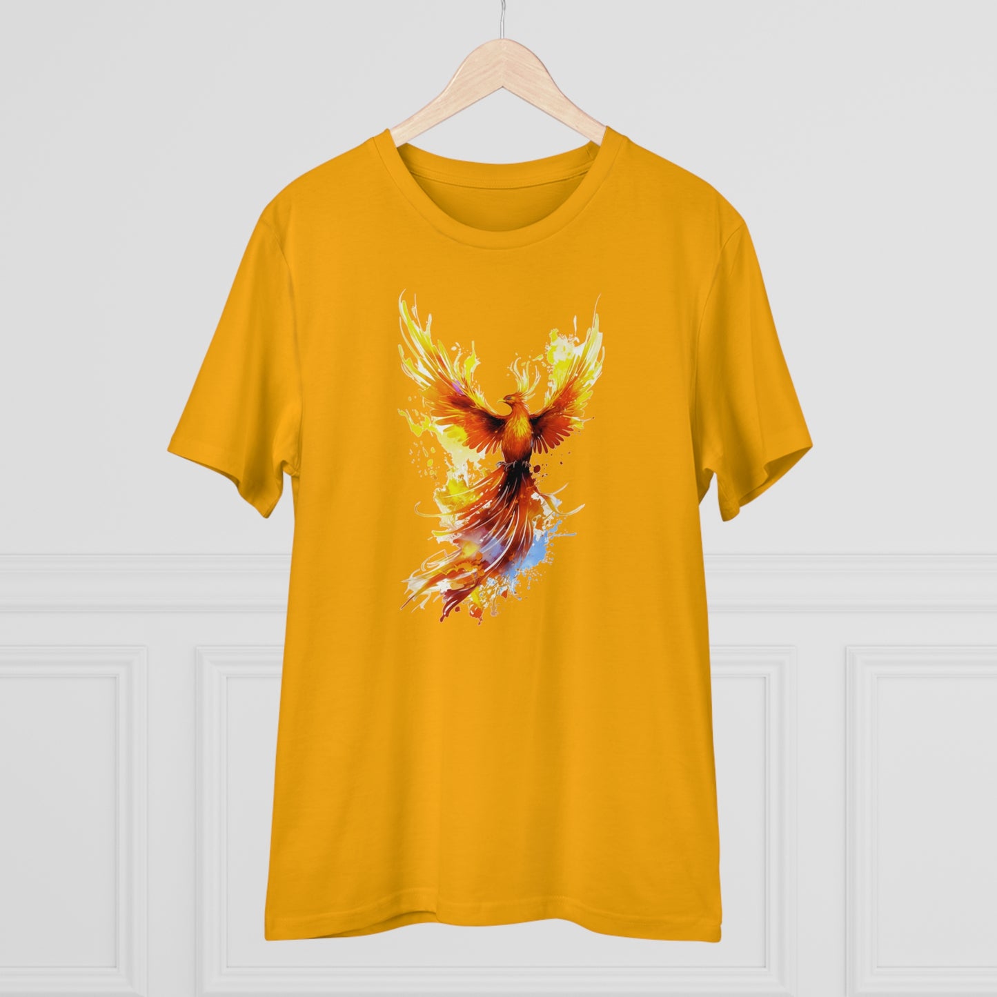 Burning Phoenix Watercolor T-Shirt - Unisex and Eco-Friendly Fashion with a Fiery Twist