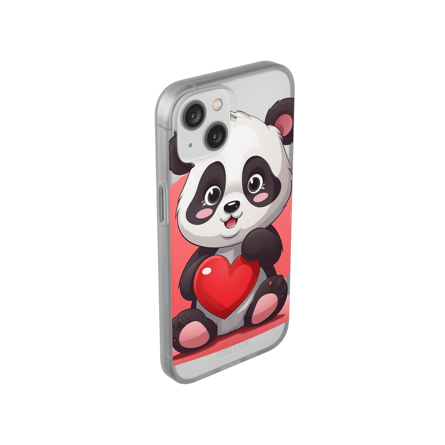 Valentine's Panda Heart Phone Case - Flexi & Semi-Transparent